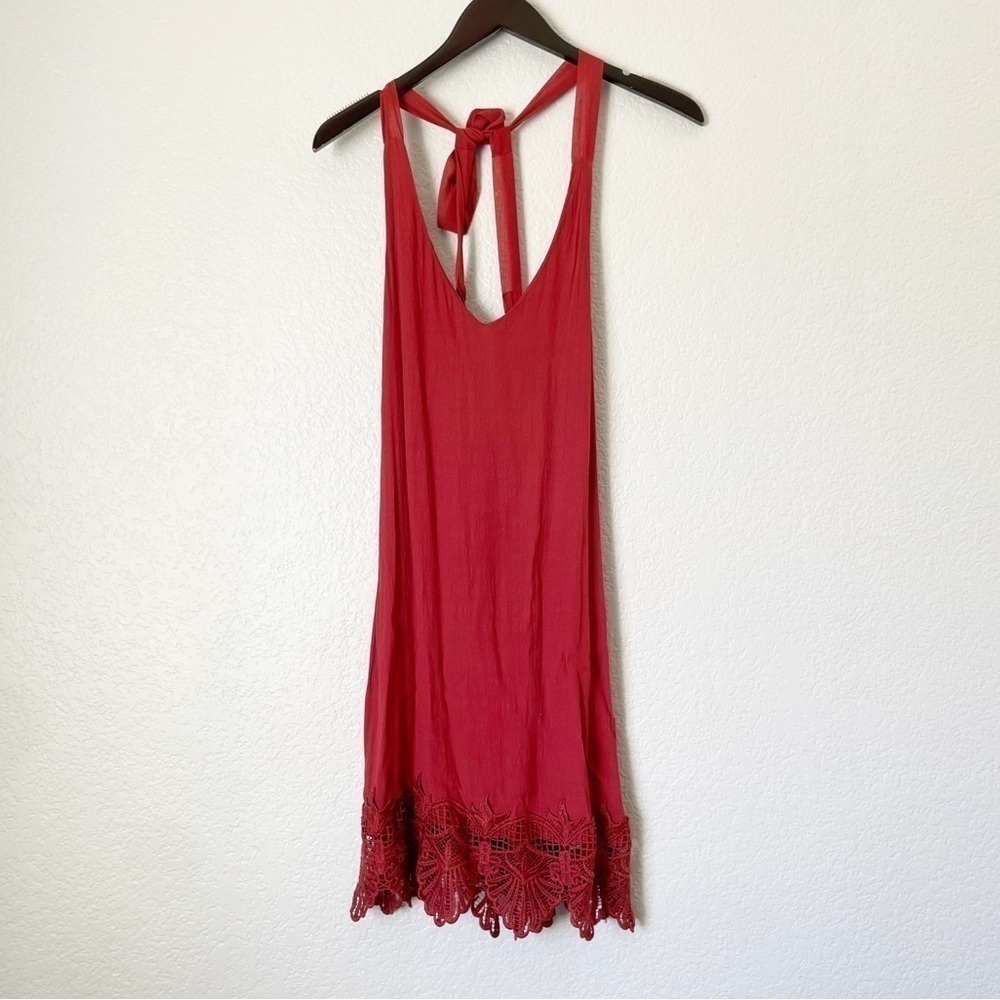 GENTLE FAWN Lace Trim Cross Back Medium Red Medium